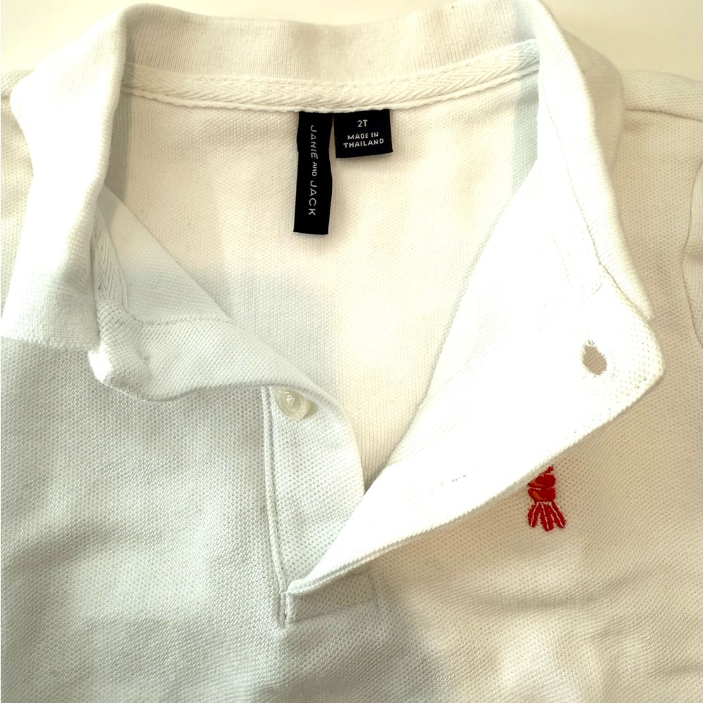 Janie and Jack 2T White Polo with Red Lobster Design - Picture 4 of 4